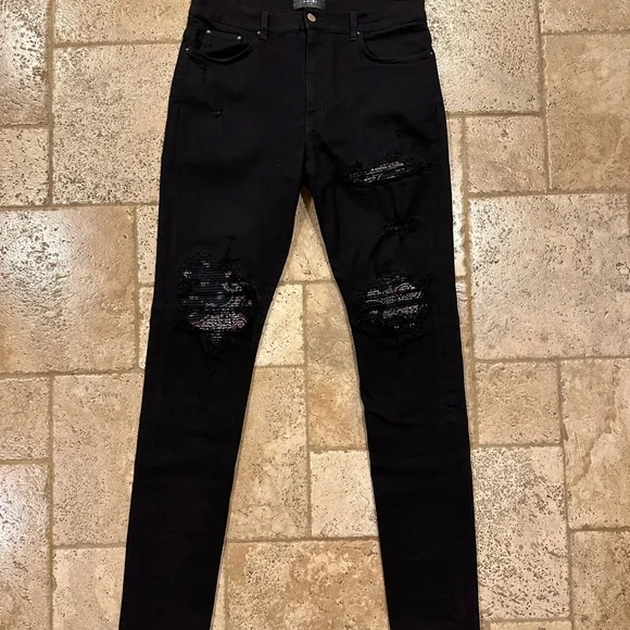 AMIRI | Jeans | Amiri Mx Bandana Patch Black Denim Jeans | Poshmark